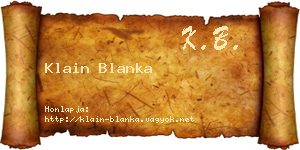 Klain Blanka névjegykártya